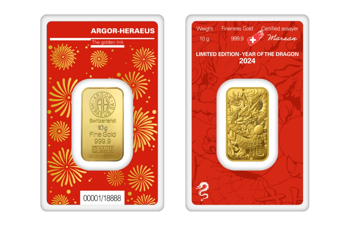 Lingot d'or 10 g — fonderie Argor-Heraeus